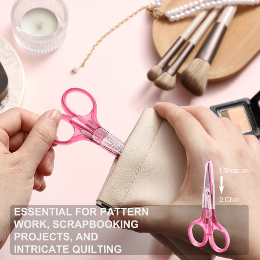 PAFASON Highly Precise Craft Scissor Set 4 PC Straight Curved for Scrapbooking Quilting DIY Sewing Knitting Embroidery Cross Stitch Crochet Thread Yarn Paper Detail Cutting Stainless Steel Safety Case