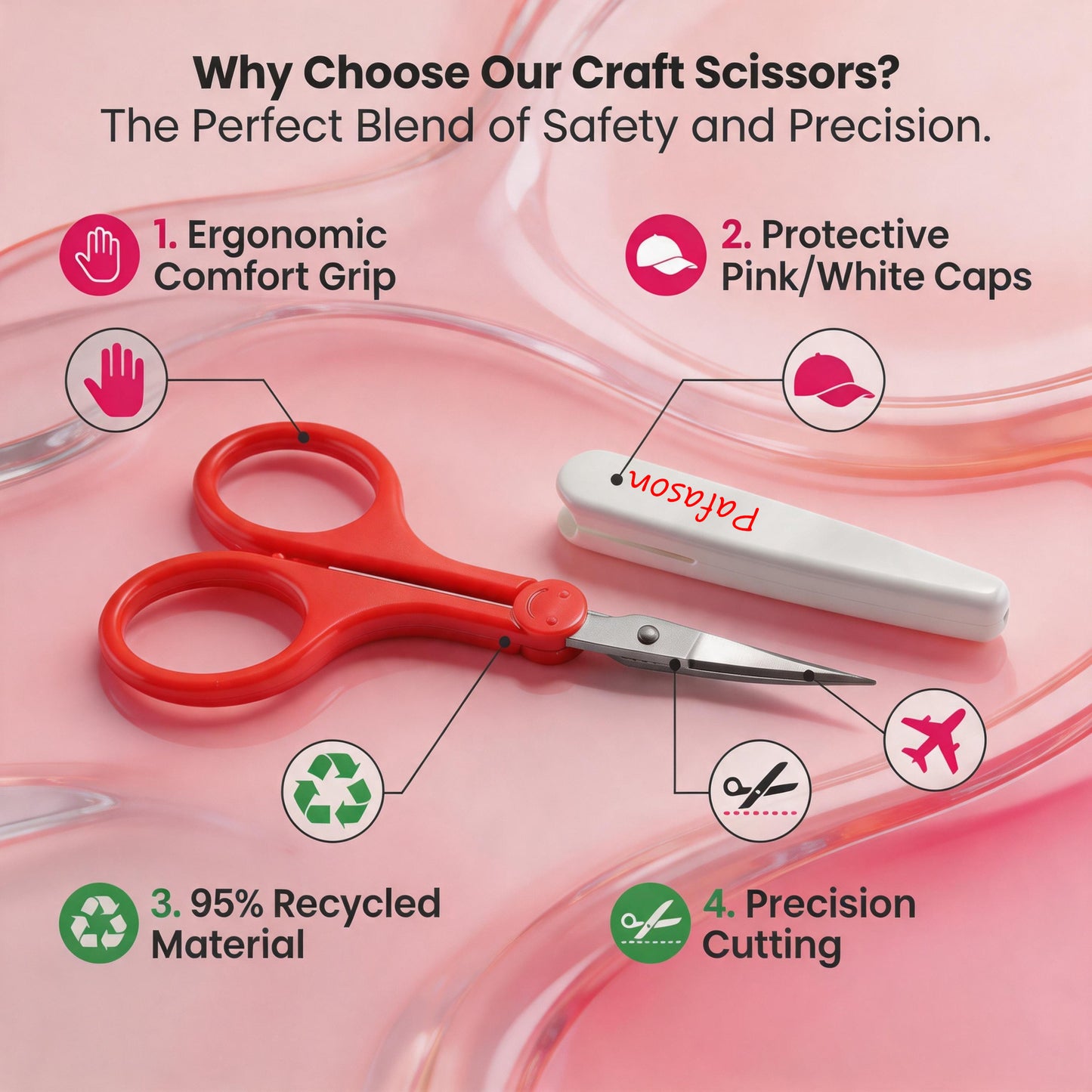 PAFASON Small Craft Scissors Set Straight Precision Fine Tip All Purpose for Scrapbooking Quilting Sewing Knitting Embroidery Cross Stitch Crochet Thread Yarn Paper Fabric Detail Cutting, Safety Case