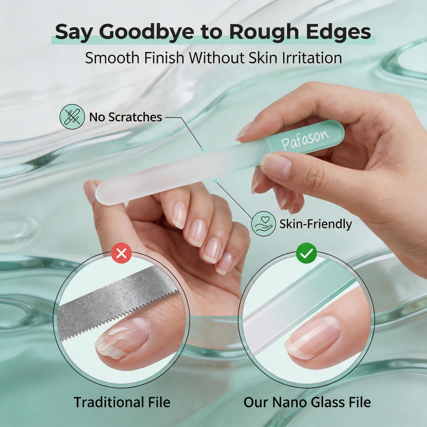 PAFASON Ultra Sharp Nail Clipper Set with Glass Nail File, Fingernail and Toenail Trimmer Cutter, Stainless Steel, Curved Blade, Sturdy, Nail Catcher, for Men and Women