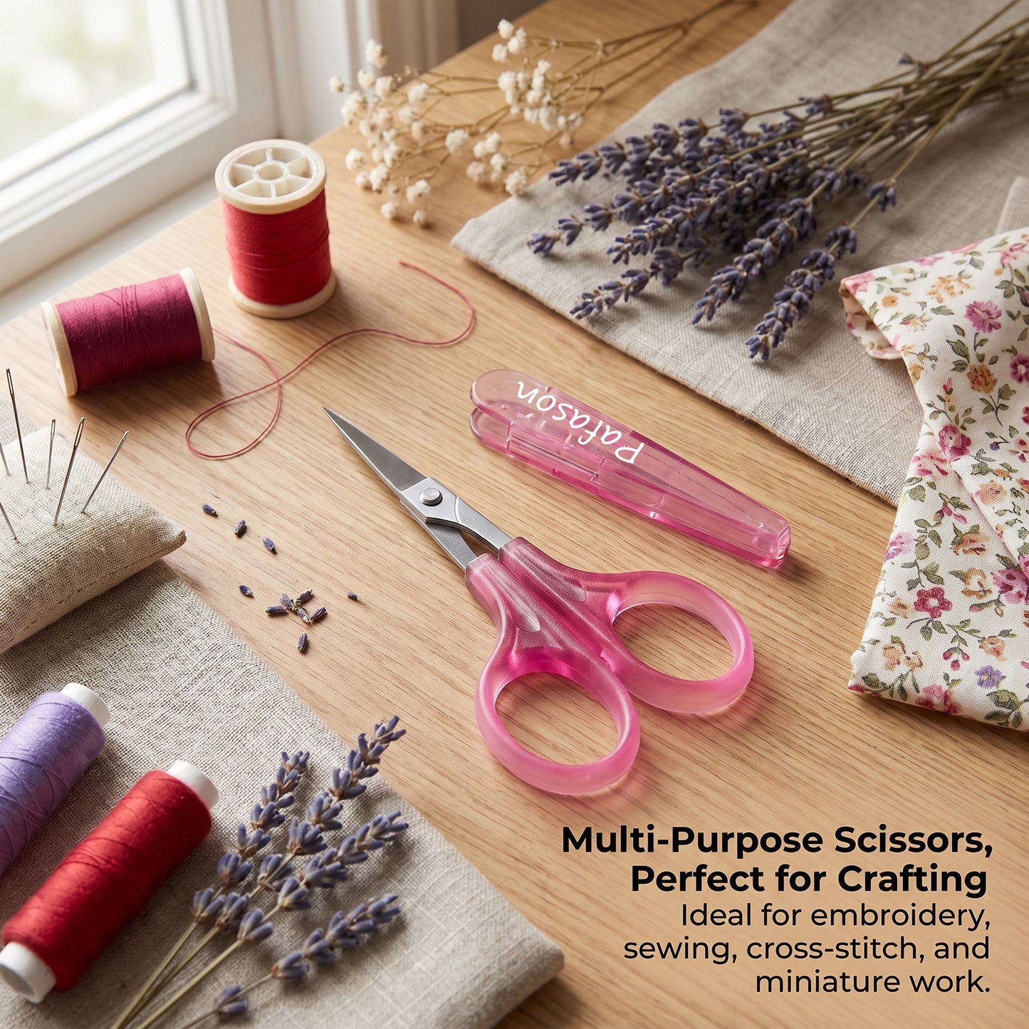 PAFASON Small Craft Scissors Set Straight Precision Fine Tip All Purpose for Scrapbooking Quilting Sewing Knitting Embroidery Cross Stitch Crochet Thread Yarn Paper Fabric Detail Cutting, Safety Case