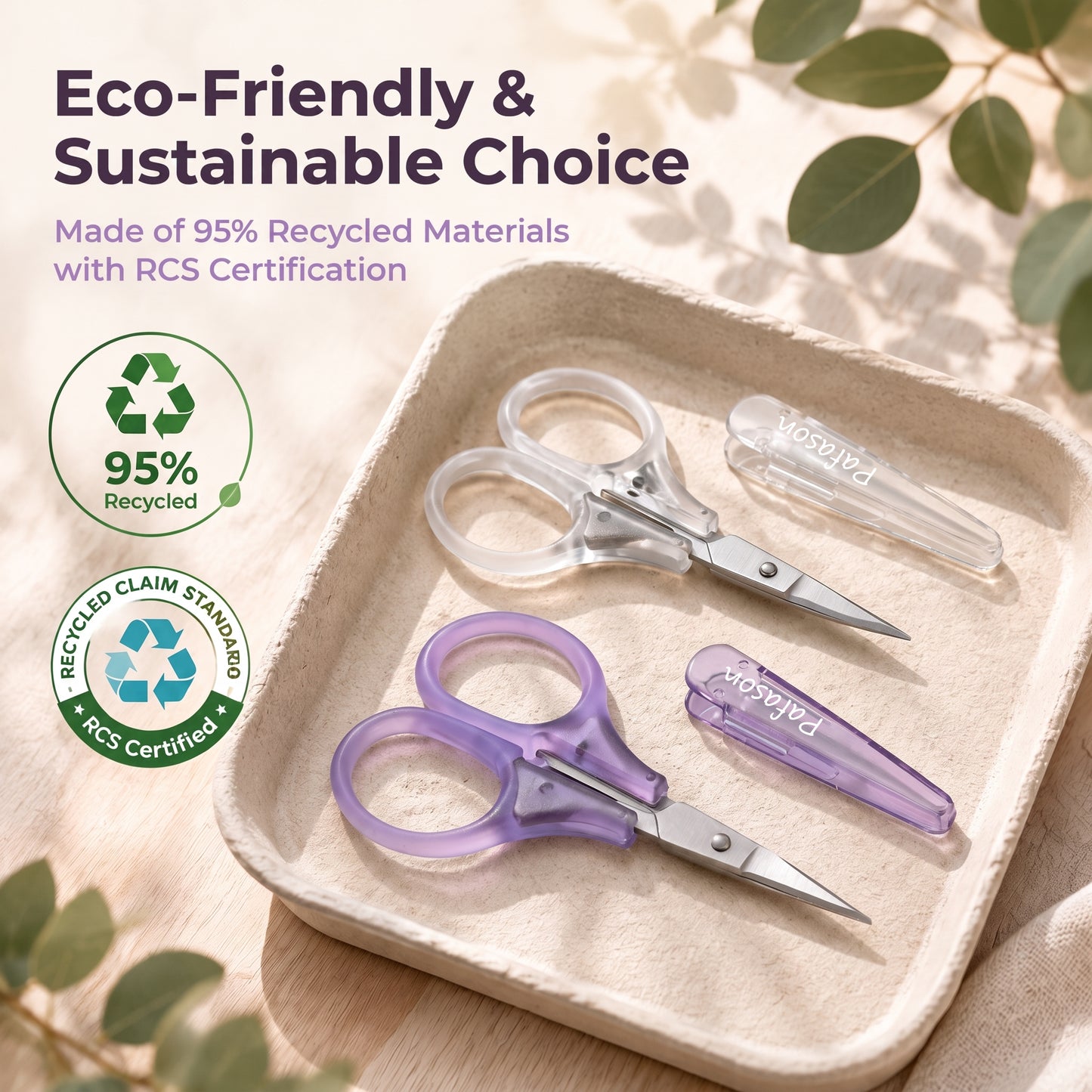 PAFASON Small Travel Embroidery Craft Scissors Set Straight Curved Tip  Stainless Steel for Scrapbooking Quilting Sewing Knitting Cross Stitch Crochet Thread Yarn Paper Detail Cutting Safety Case