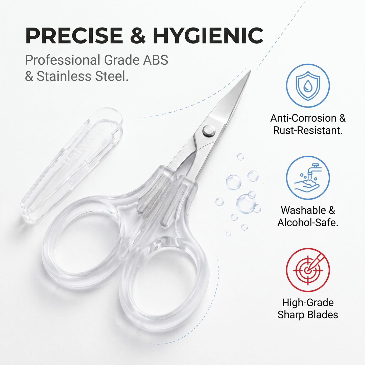 PAFASON Small Travel Sewing Embroidery Scissors Set Curve Straight Tip Stainless Steel for Quilting Knitting Crafting Cross Stitch Crochet Thread Yarn Paper Detail Cutting Safety Case