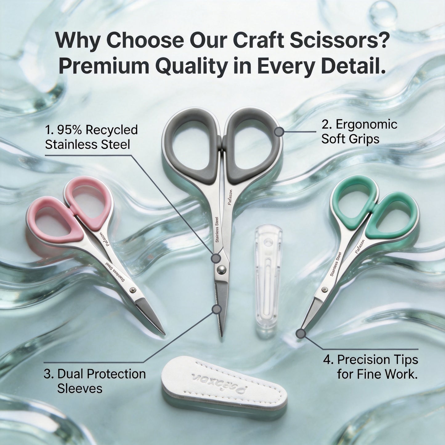 PAFASON Small Travel Sewing Scissors Set Curved Straight Tip All Purpose for Quilting Embroidery Knitting Crafting Cross Stitch Crochet Thread Yarn Paper Fabric Detail Multipurpose Cutting Safety Case