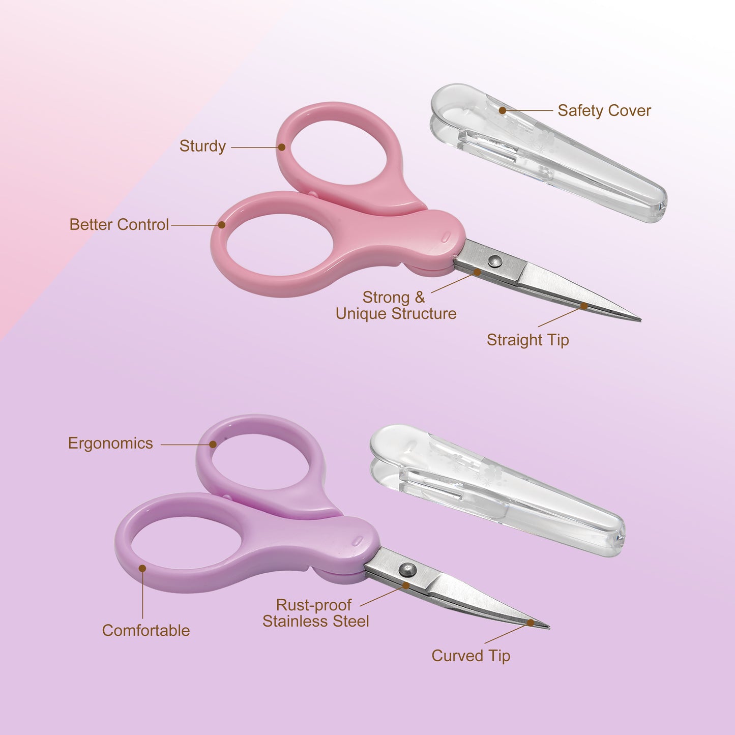 PAFASON® 3.5" Stainless Steel Curved & Straight Embroidery Detail Scissors Set with Protective Cover Perfect for Thread Cutting Yarn Quilting Sewing Knitting Crafting Needle Work Cross Stitch Crochet