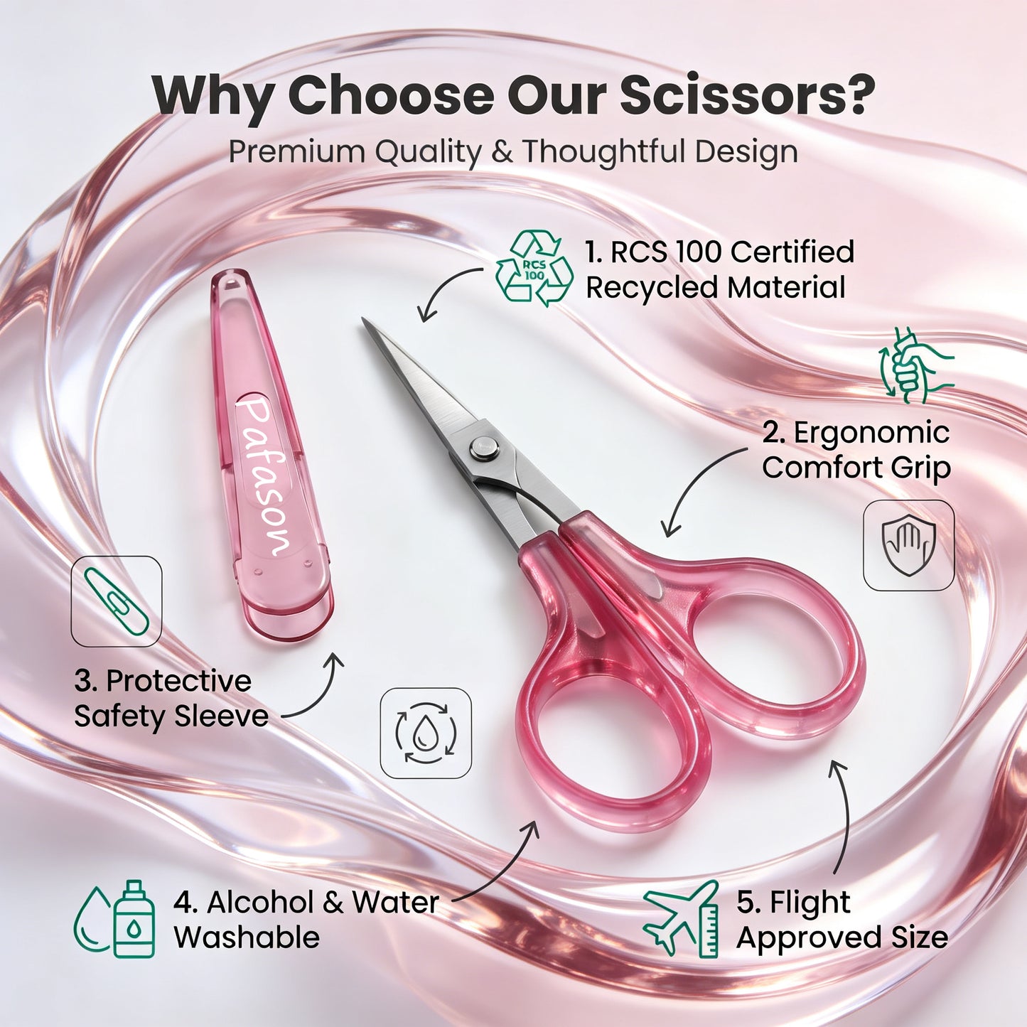 PAFASON Small Travel Embroidery Scissors Set Curved Straight Tip All Purpose for Quilting Sewing Knitting Crafting Cross Stitch Crochet Thread Yarn Paper Fabric Detail Multipurpose Cutting Safety Case