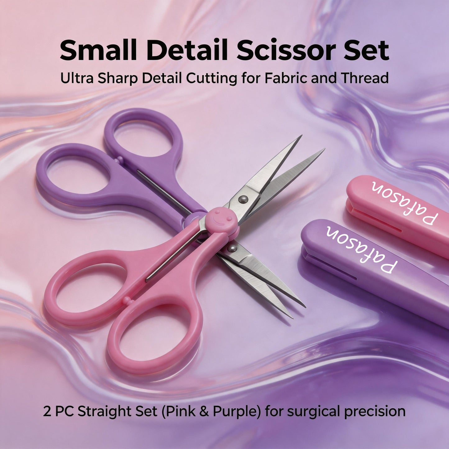 PAFASON Small Travel Craft Scissors Set Straight Precision Tip All Purpose for Scrapbooking Quilting Sewing Knitting Embroidery Cross Stitch Crochet Thread Yarn Paper Fabric Detail Cutting, Safety Case