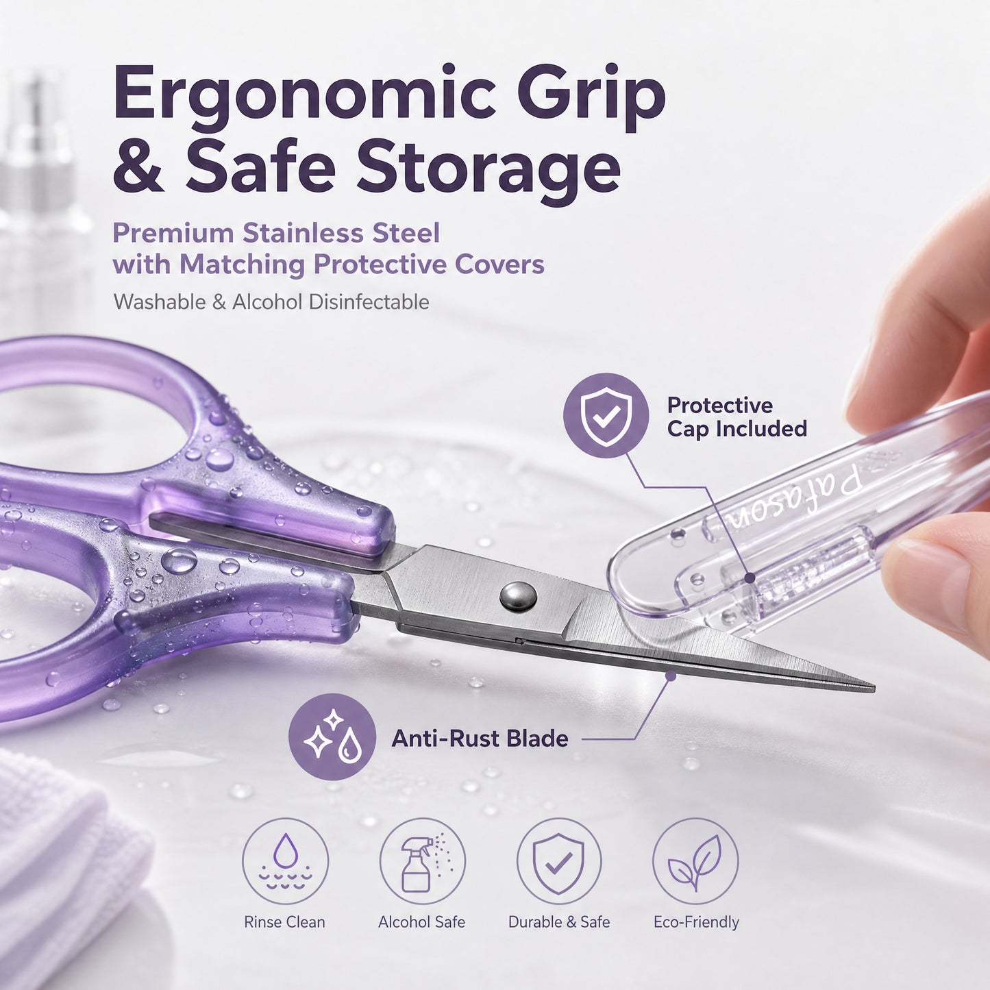 PAFASON Small Travel Embroidery Craft Scissors Set Straight Curved Tip  Stainless Steel for Scrapbooking Quilting Sewing Knitting Cross Stitch Crochet Thread Yarn Paper Detail Cutting Safety Case