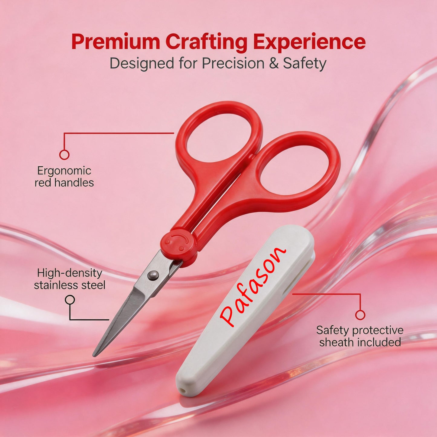 PAFASON Small Craft Scissors Set Straight Precision Fine Tip All Purpose for Scrapbooking Quilting Sewing Knitting Embroidery Cross Stitch Crochet Thread Yarn Paper Fabric Detail Cutting, Safety Case