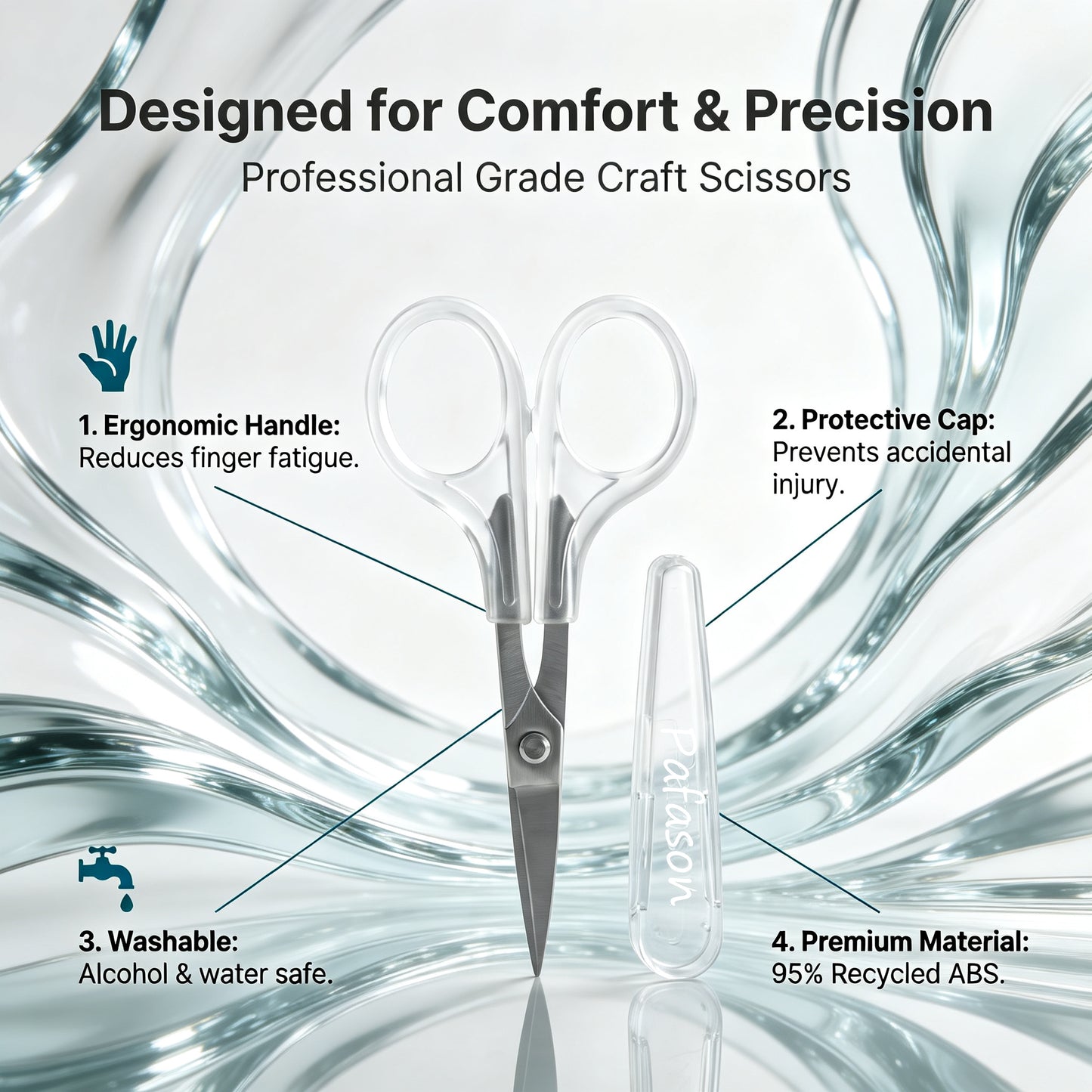 PAFASON Small Travel Craft Scissors Set Straight Curved Precision Tip All Purpose for Scrapbooking Quilting Sewing Knitting Embroidery Cross Stitch Crochet Thread Yarn Paper Detail Cutting Safety Case