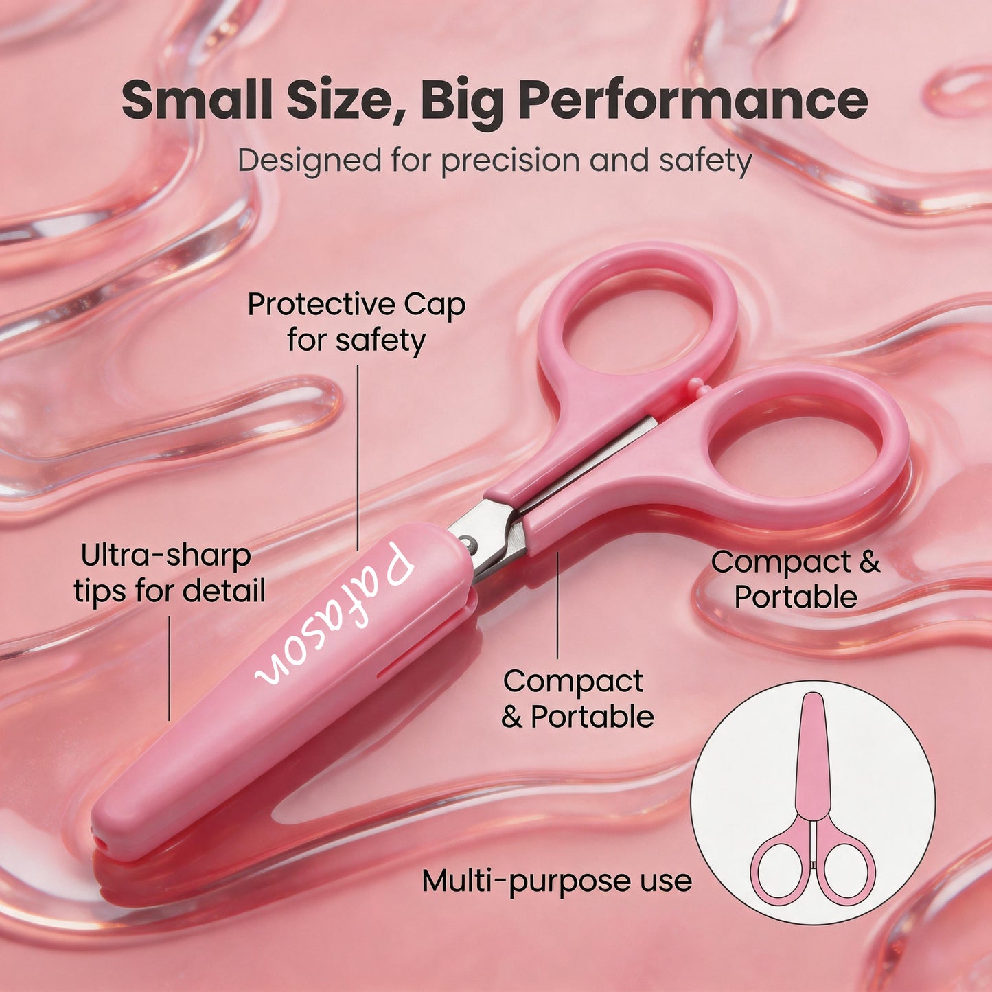 PAFASON Small Travel Craft Scissors Set Straight Precision Tip All Purpose for Scrapbooking Quilting Sewing Knitting Embroidery Cross Stitch Crochet Thread Yarn Paper Fabric Detail Cutting, Safety Case