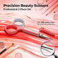 PAFASON Small High Precision Eyebrow Grooming Scissors Set, Beauty Makeup Cosmetic Tool, Curved, Straight Tip, Stainless Steel, Safety Case for Trimming Eyelash Extensions