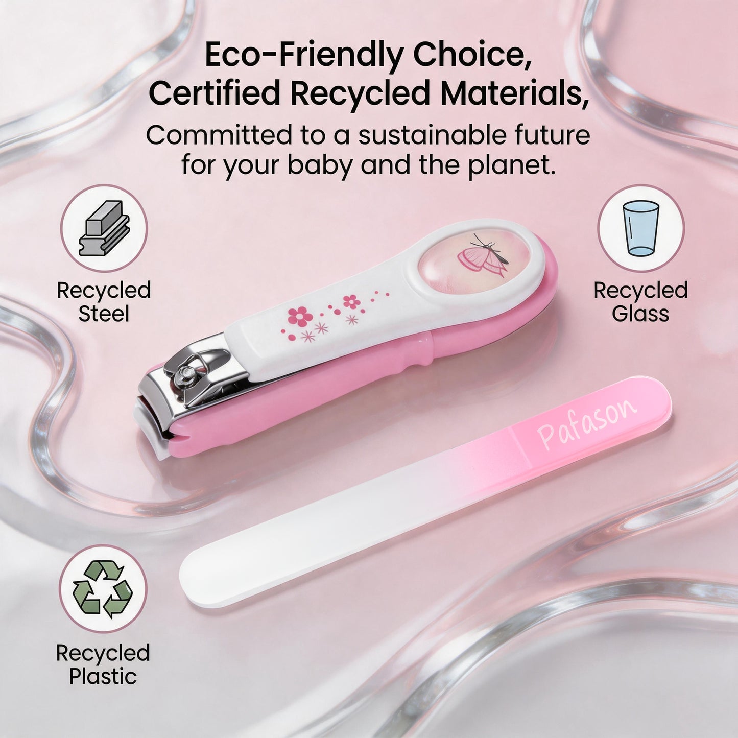 PAFASON Baby Safety Nail Clipper Cutter Trimmer with Nail Catcher and Baby Glass Nail File, Czech Float Glass, Stainless Steel Ideal for Young Children Infant, Newborns Toddlers