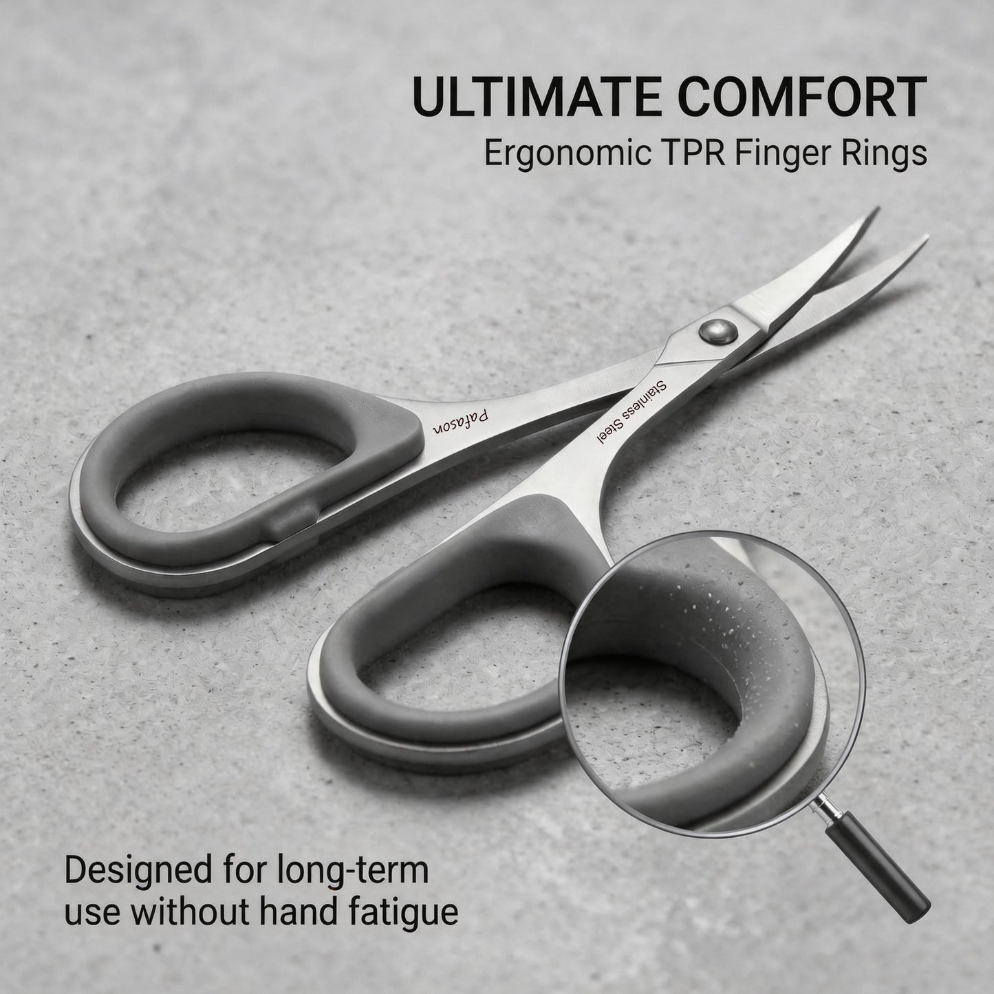 PAFASON Small Travel Manicure Scissors Set, 2 PC Multi-Purpose Curved and Straight Precision Tip Cuticle Beauty Grooming Tool for Eyelash, Eyebrow Nail Dry Skin,Stainless Steel, Safety Cases