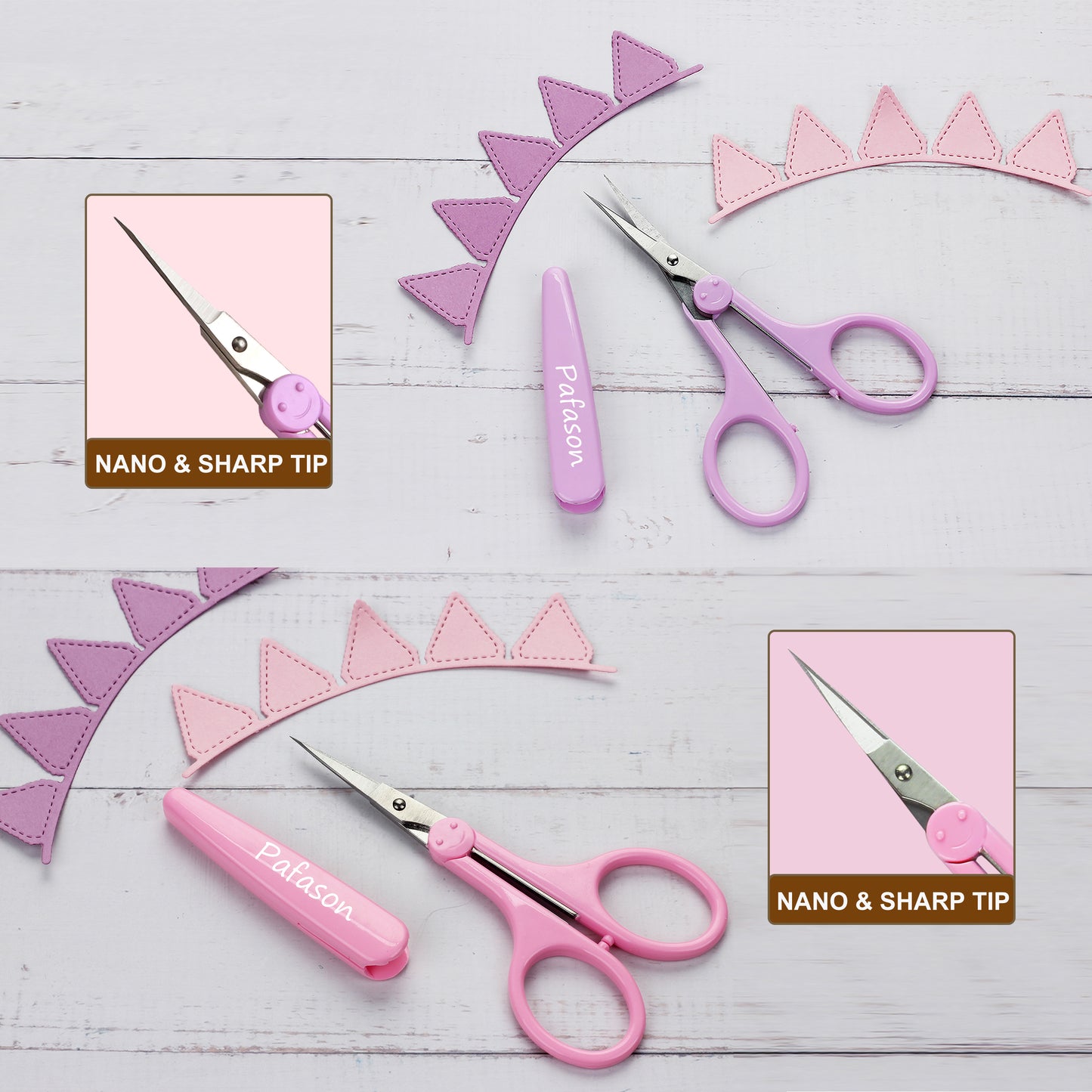 PAFASON® 4" Stainless Steel Detail Craft Scissors Set with Straight & Precise Tips & Safety Cover Ideal for Scrapbooking, Paper Cutting, Sewing, Crafting, Quilting