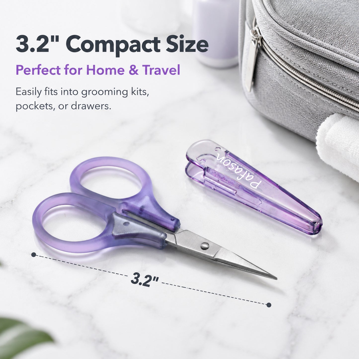PAFASON Small Travel Embroidery Craft Scissors Set Straight Curved Tip  Stainless Steel for Scrapbooking Quilting Sewing Knitting Cross Stitch Crochet Thread Yarn Paper Detail Cutting Safety Case