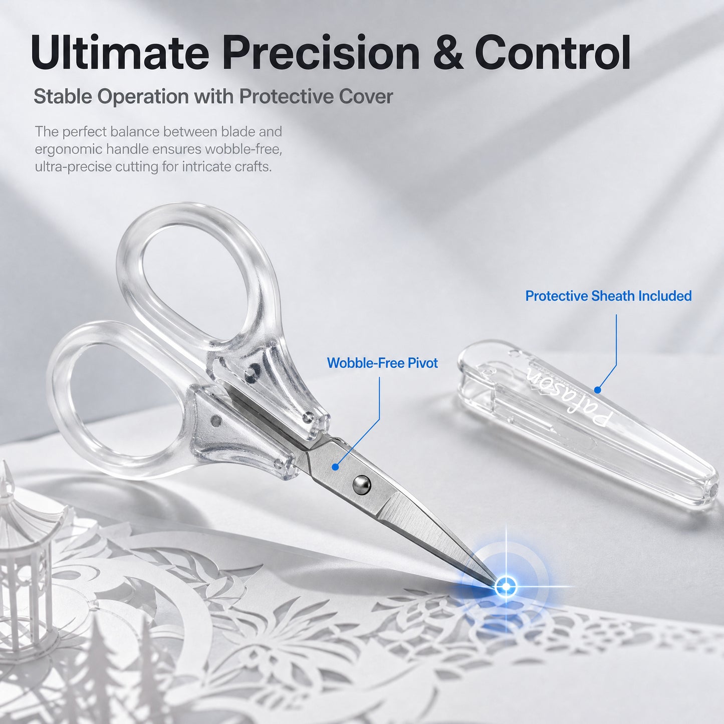 PAFASON Small Travel Embroidery Craft Scissors Set Straight Curved Tip  Stainless Steel for Scrapbooking Quilting Sewing Knitting Cross Stitch Crochet Thread Yarn Paper Detail Cutting Safety Case