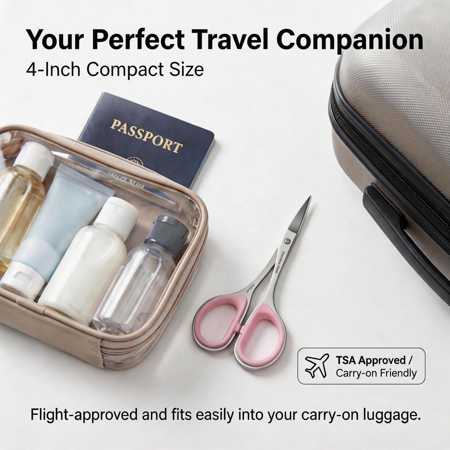 PAFASON Small Travel Cuticle Scissors Set, 2PC Multi-Purpose Curved and Straight Precision Tip Manicure Pedicure Beauty Grooming Tool for Nail Dry Skin,Stainless Steel, Premium Leather Cases