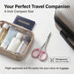 PAFASON Small Travel Cuticle Scissors Set, 2PC Multi-Purpose Curved and Straight Precision Tip Manicure Pedicure Beauty Grooming Tool for Nail Dry Skin,Stainless Steel, Premium Leather Cases