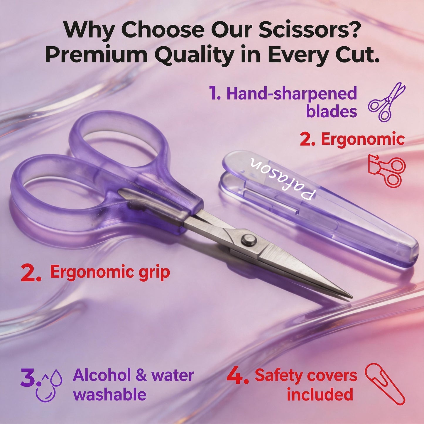 PAFASON Small Craft Scissors Set Straight Precision Fine Tip All Purpose for Scrapbooking Quilting Sewing Knitting Embroidery Cross Stitch Crochet Thread Yarn Paper Fabric Detail Cutting, Safety Case