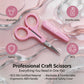 PAFASON Small Travel Craft Scissors Set Straight Curved Tip All Purpose for Scrapbooking Quilting DIY Sewing Knitting Embroidery Cross Stitch Crochet Thread Yarn Paper Detail Fabric Cutting