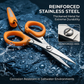 PAFASON 4.5" Fishing Scissors for Braided Line, Lanyard, Stainless Steel, Serrated Blades, Large Finger Holes, Non Slip Grip, Fishing Line Cutter, Safety Case