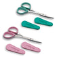 PAFASON® 4" Stainless Steel Curved & Straight Embroidery Scissors Set with Premium PU Leather Cover Rubber Ring Handle Perfect for Cross Stitch Crochet Knitting Quilting Thread Yarn Sewing Cutting