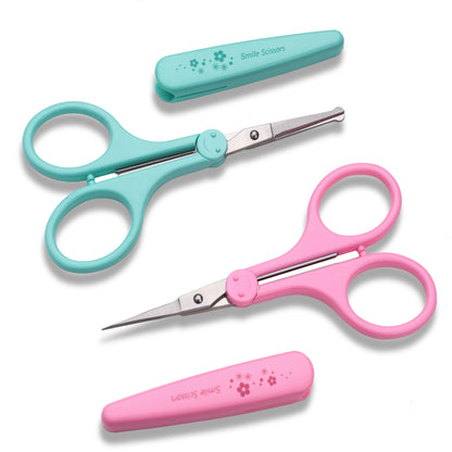 PAFASON® 4'' Stainless Steel Detail Craft Scissors Set with Straight, Round, High Precision, Sharp Tips and Safety Cover Great for Art Work Scrapbooking, Paper Cutting, Sewing, Crafting, Quilting