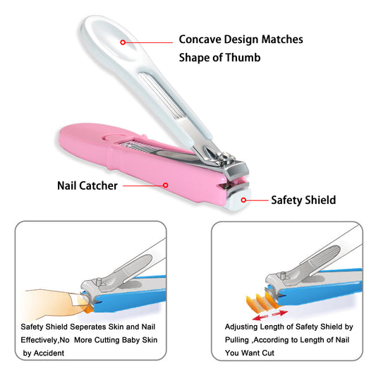 PAFASON® Baby Safety Nail Clipper with Nail Catcher and Baby Glass Nail File, Czech Float Glass, Stainless Steel, Ideal Shower Gift for Young Children, Infant, Newborns, Babies,Toddlers