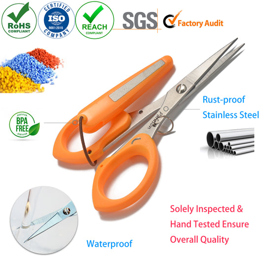 Pafason® 4.5‘’Stainless Steel Serrated Edge Braided Line Fishing Scissor with Safety Cover,Lanyard,High Precision Tips, Ergonomic Handle