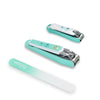 PAFASON Nail Clipper Set Glass Nail File Fingernail and Toenail Cutter Stainless Steel Rust-proof Ergonomic Design Sturdy Anti Splash Nail Catcher Tempered Glass Nail File for Men and Women