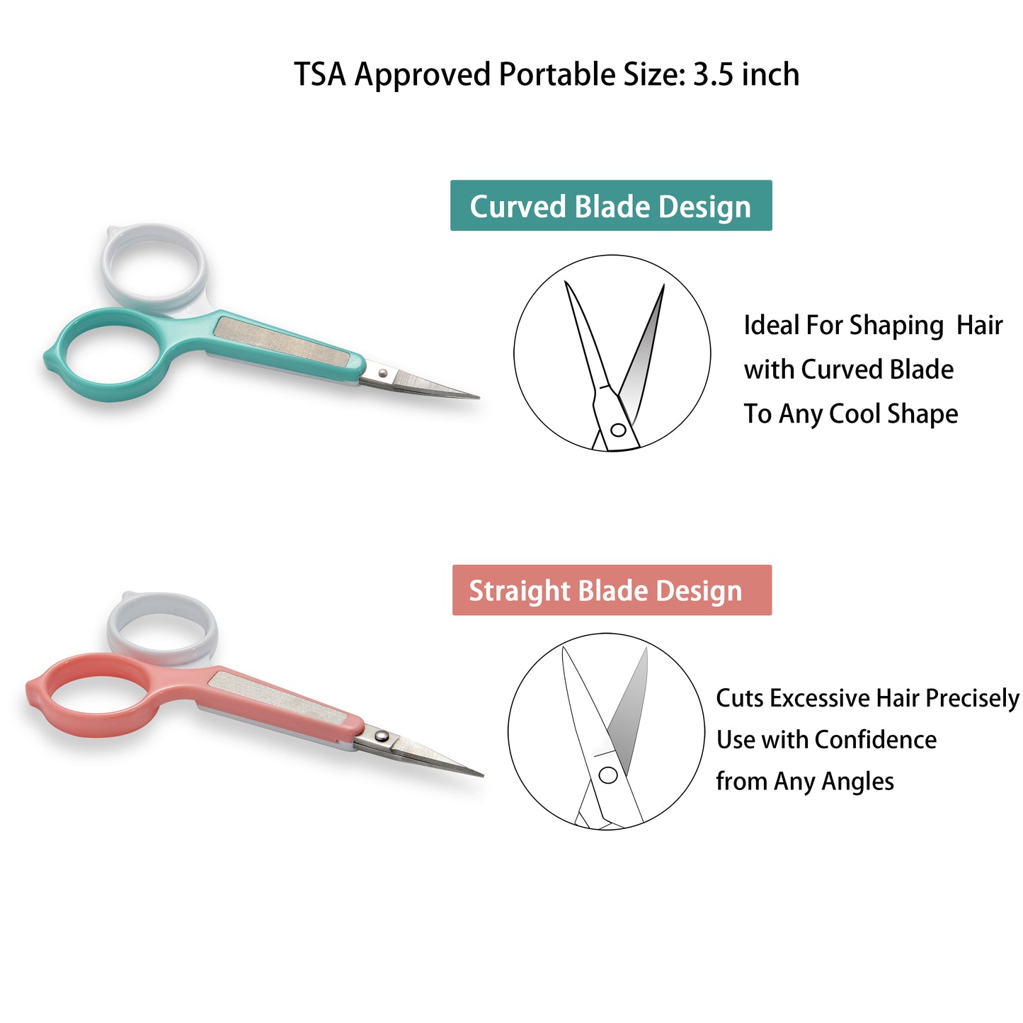 PAFASON® Stainless Steel Curved and Straight Eyebrow Grooming Scissor Set with Safety Cover for Trimming Shaping Eyelash Extensions Eyebrow