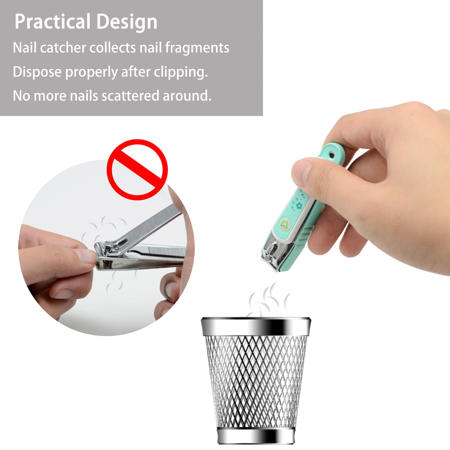 PAFASON® Nail Clipper Set with Nail Catcher & Nail File - Ultra Sharp Sturdy No Splash Fingernail and Toenail Clippers for Men and Women