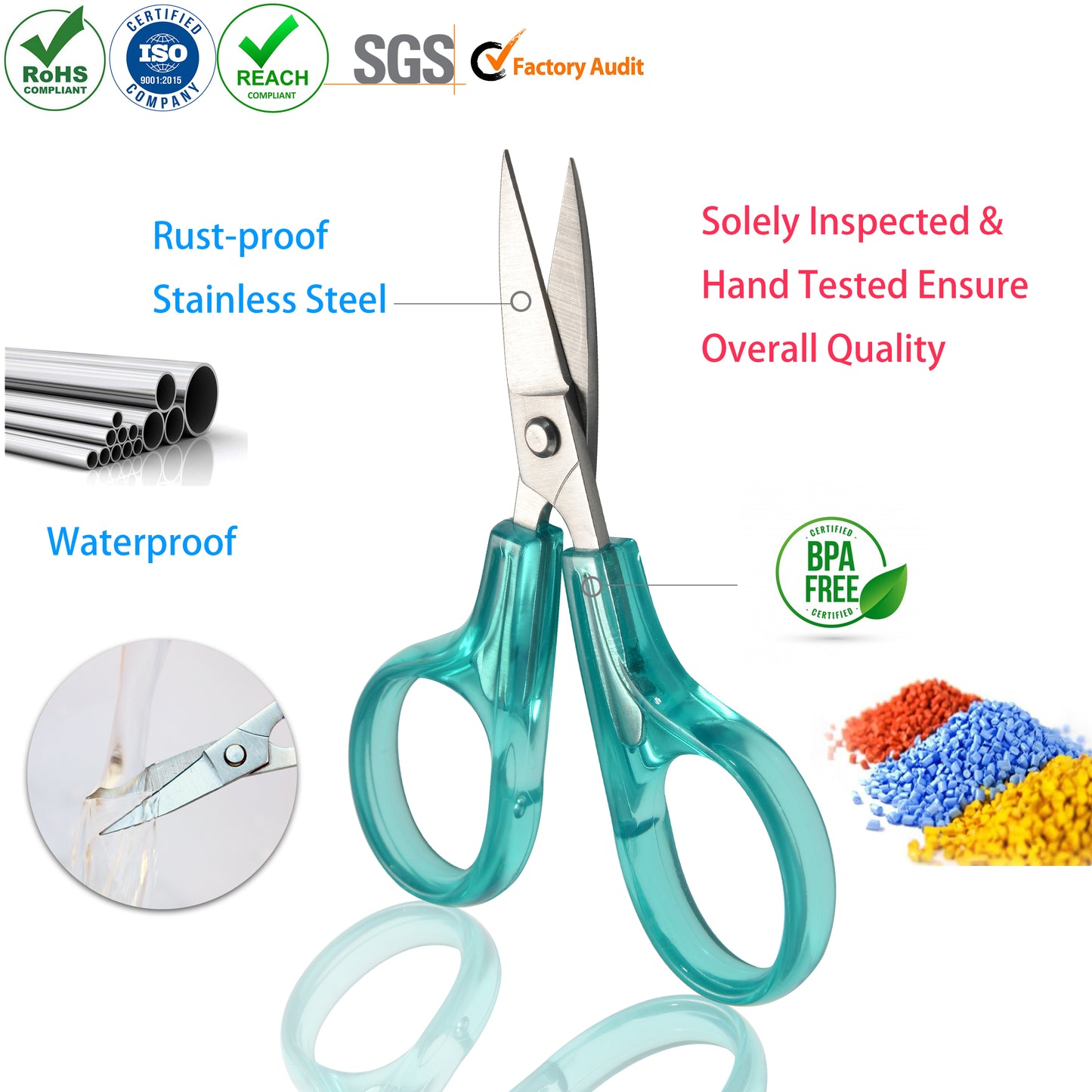 PAFASON Sharpest and Precise Stainless Steel Curved & Straight Thread Cutting Scissors with Protective Cover - Ideal for Embroidery, Quilting, Sewing